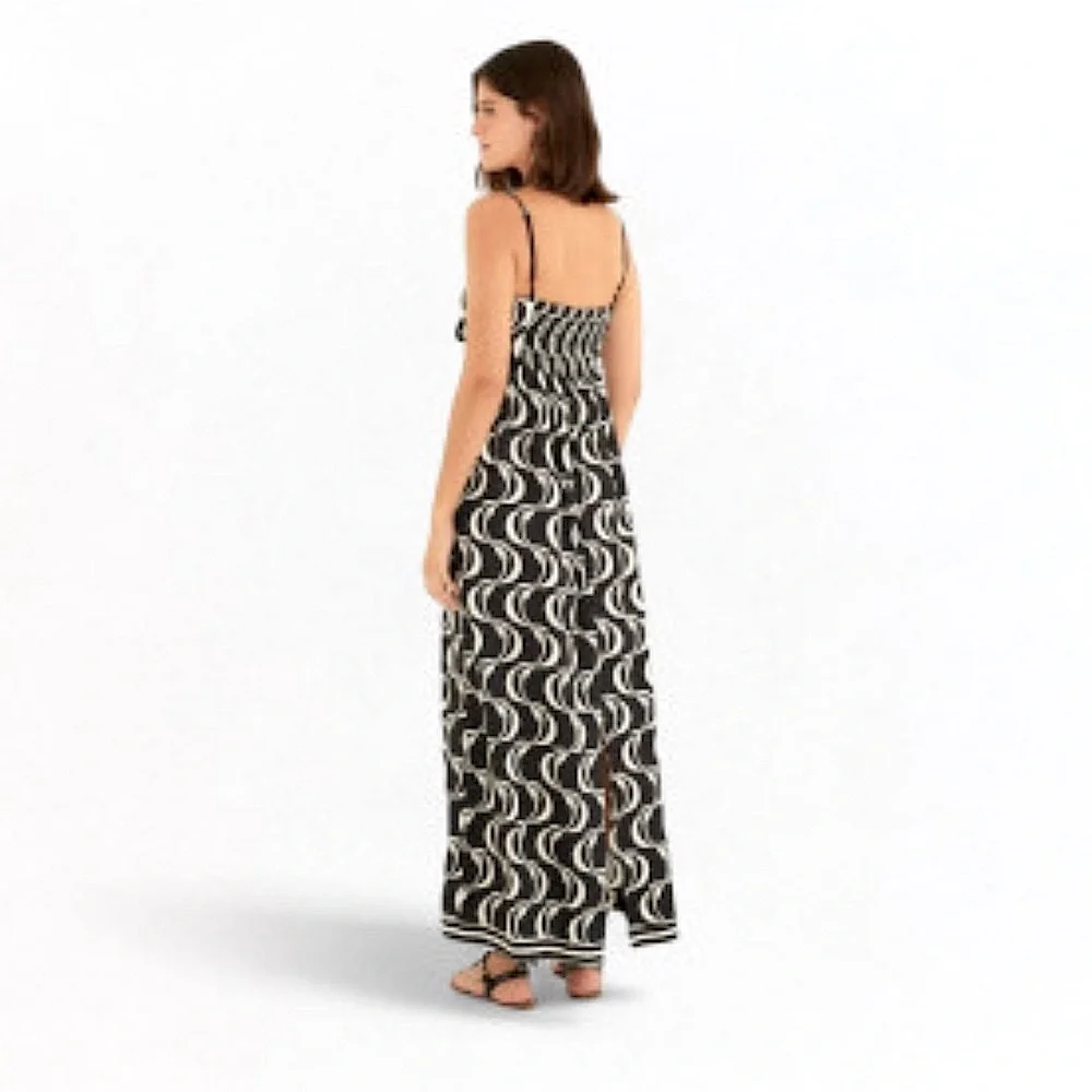 FARM Rio Brazil Copacabana Sidewalks Print Monochrome Midi Dress Size M (Medium) - Picture 6 of 16